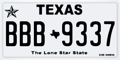 TX license plate BBB9337