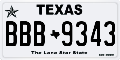 TX license plate BBB9343