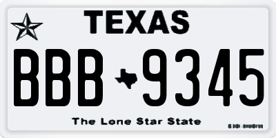 TX license plate BBB9345