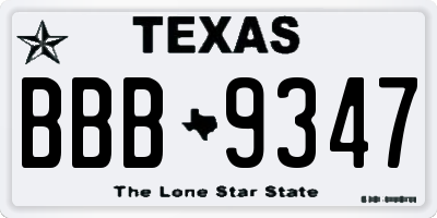 TX license plate BBB9347