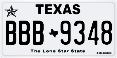 TX license plate BBB9348