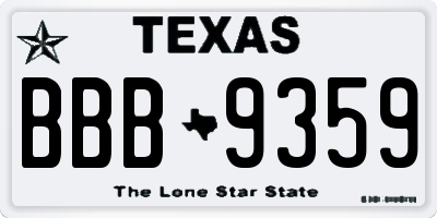 TX license plate BBB9359