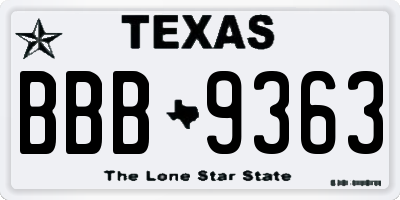 TX license plate BBB9363