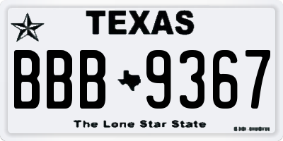 TX license plate BBB9367