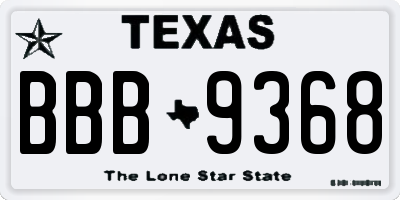 TX license plate BBB9368