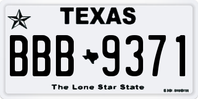 TX license plate BBB9371