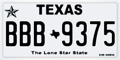 TX license plate BBB9375