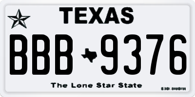 TX license plate BBB9376