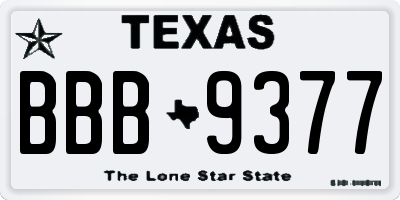 TX license plate BBB9377