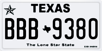 TX license plate BBB9380