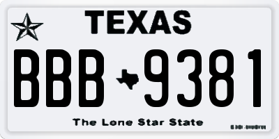 TX license plate BBB9381
