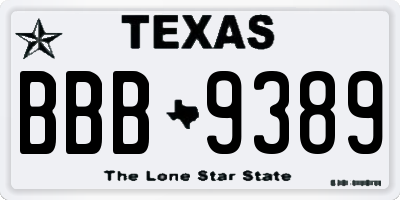 TX license plate BBB9389