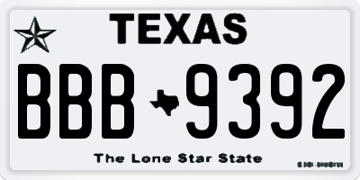 TX license plate BBB9392