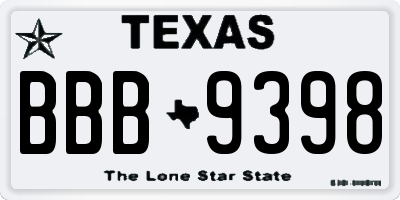 TX license plate BBB9398