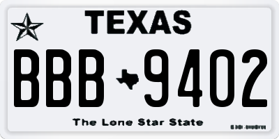 TX license plate BBB9402