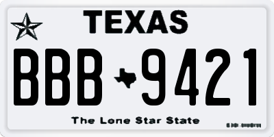 TX license plate BBB9421