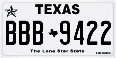 TX license plate BBB9422