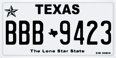 TX license plate BBB9423