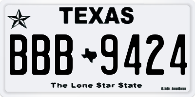 TX license plate BBB9424
