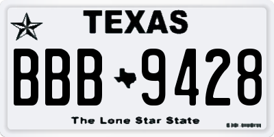 TX license plate BBB9428