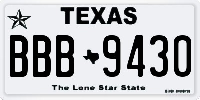 TX license plate BBB9430