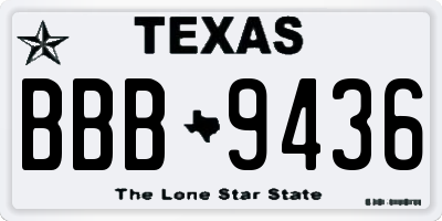 TX license plate BBB9436