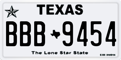 TX license plate BBB9454