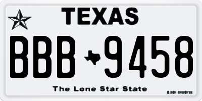 TX license plate BBB9458