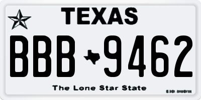 TX license plate BBB9462