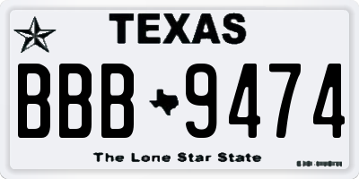 TX license plate BBB9474