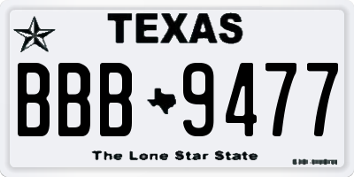 TX license plate BBB9477