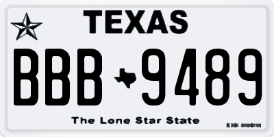 TX license plate BBB9489