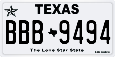 TX license plate BBB9494