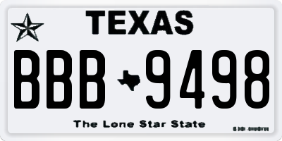 TX license plate BBB9498