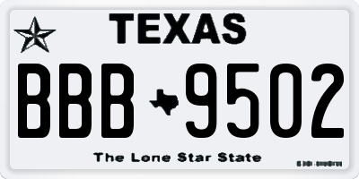 TX license plate BBB9502