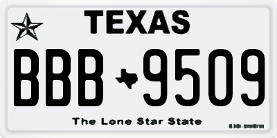 TX license plate BBB9509