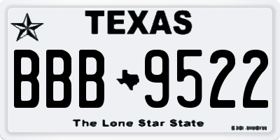 TX license plate BBB9522