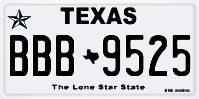 TX license plate BBB9525