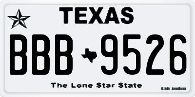 TX license plate BBB9526