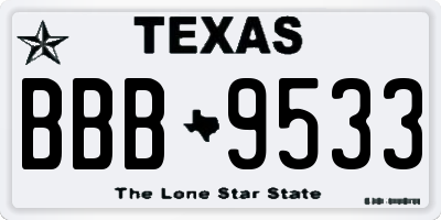 TX license plate BBB9533