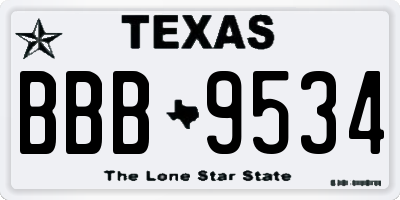 TX license plate BBB9534