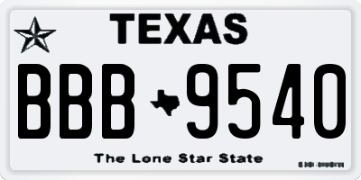 TX license plate BBB9540