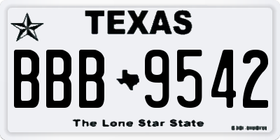 TX license plate BBB9542