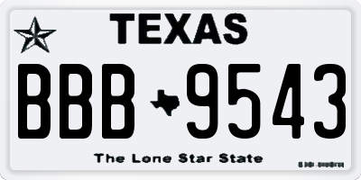 TX license plate BBB9543