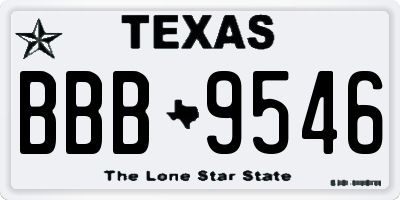 TX license plate BBB9546