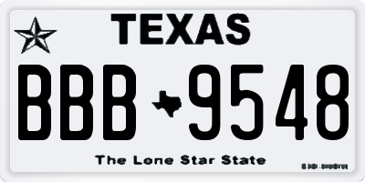 TX license plate BBB9548
