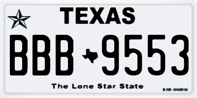 TX license plate BBB9553
