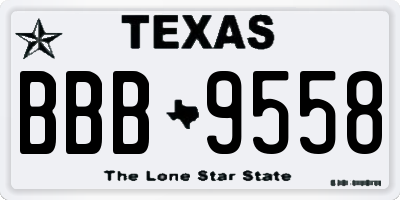 TX license plate BBB9558