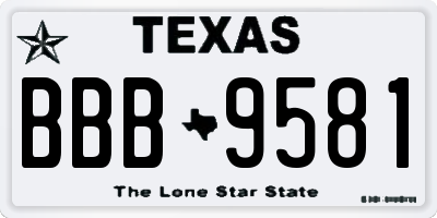 TX license plate BBB9581