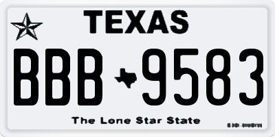 TX license plate BBB9583